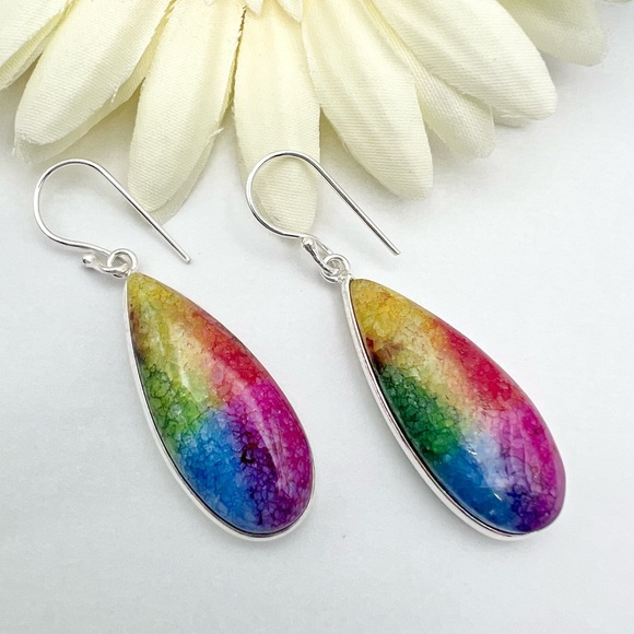 RAINBOW SOLAR QUARTZ EARRINGS - Picture 3 of 7